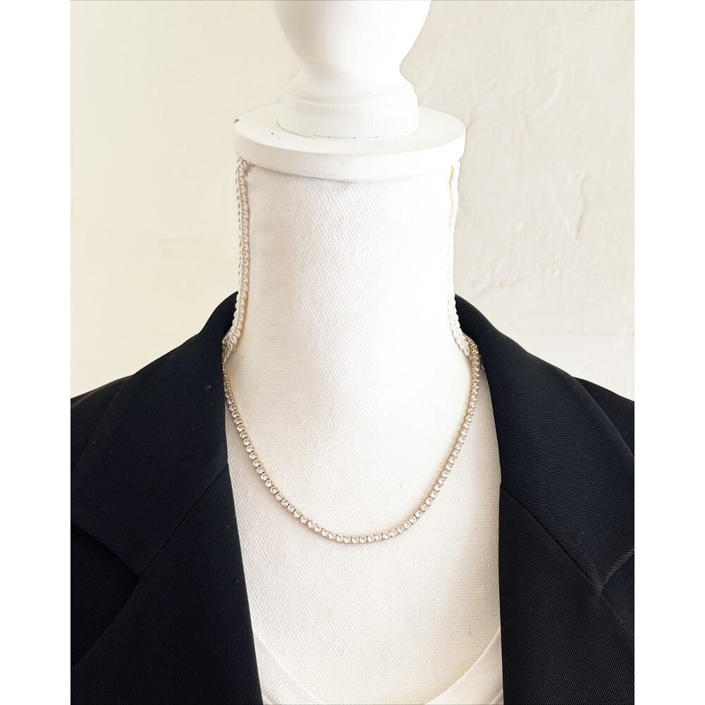 J CREW TENNIS Necklace Square Cubic Zirconia Bezel Set Tennis Necklace - Picture 11 of 14
